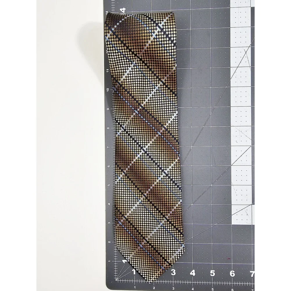 Karl Lagerfeld Vintage NWT Multi Tone Plaid Woven Made in Italy Silk Tie